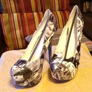 Black/white,  5 1/2 inch heel...